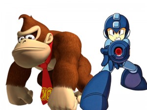 Donkey Kong vs Mario, two game characters shown together
