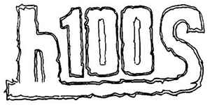 H-100s band logo written in a curvy shaky font.