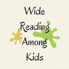 Tan, green and brown splotchy logo for Wide Reading Among Kids