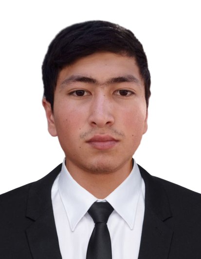 Central Asian man, young, with straight dark hair and a suit, coat, and tie. 