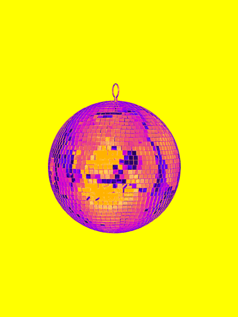 Magenta ball on a bright yellow background