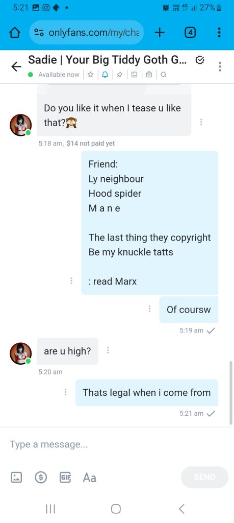 Friend
Ly Neighbor
Hood spider
Mane

The last thing they copyright
Be my knuckle tatts