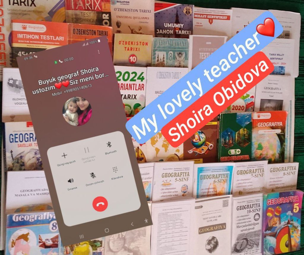 Variety of pamphlets and books related to education and the image of a phone screen