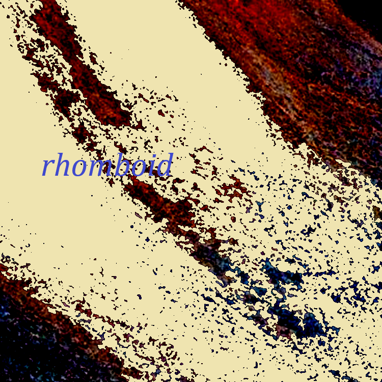 Light pink water-like image, brown and blue land.