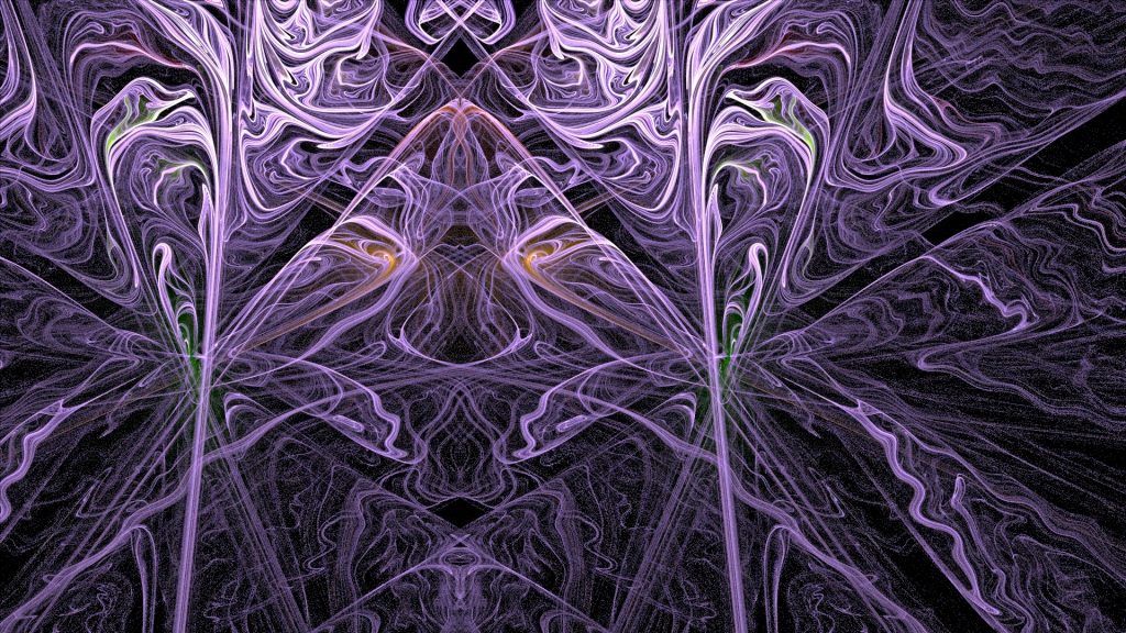Image of purple light and paint patterns on a black background. 
